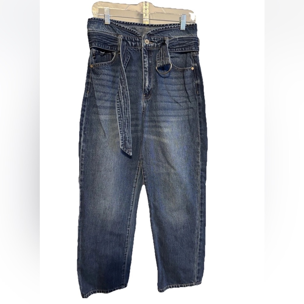 KanCan‎ Women’s Blue Denim Jeans 9/28 Belt High Rise Mom Jeans Paper Bag